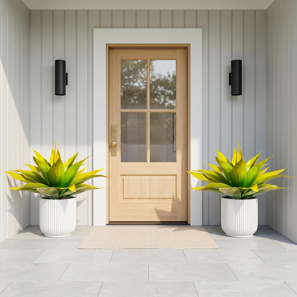 Ttranewsoo 2-Pack 22-Inch Large Artificial Agave Plants, UV Resistant Faux Desert Plants Outdoor and Realistic Greenery for Planters, Porch, Patio, Garden, Entryway and Indoor Decor, Yellow