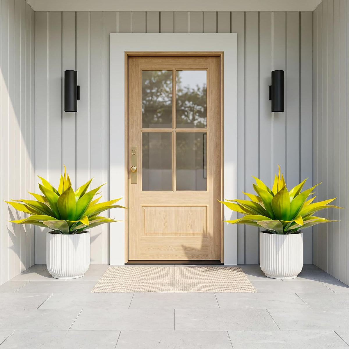 Ttranewsoo 2-Pack 22-Inch Large Artificial Agave Plants, UV Resistant Faux Desert Plants Outdoor and Realistic Greenery for Planters, Porch, Patio, Garden, Entryway and Indoor Decor, Yellow