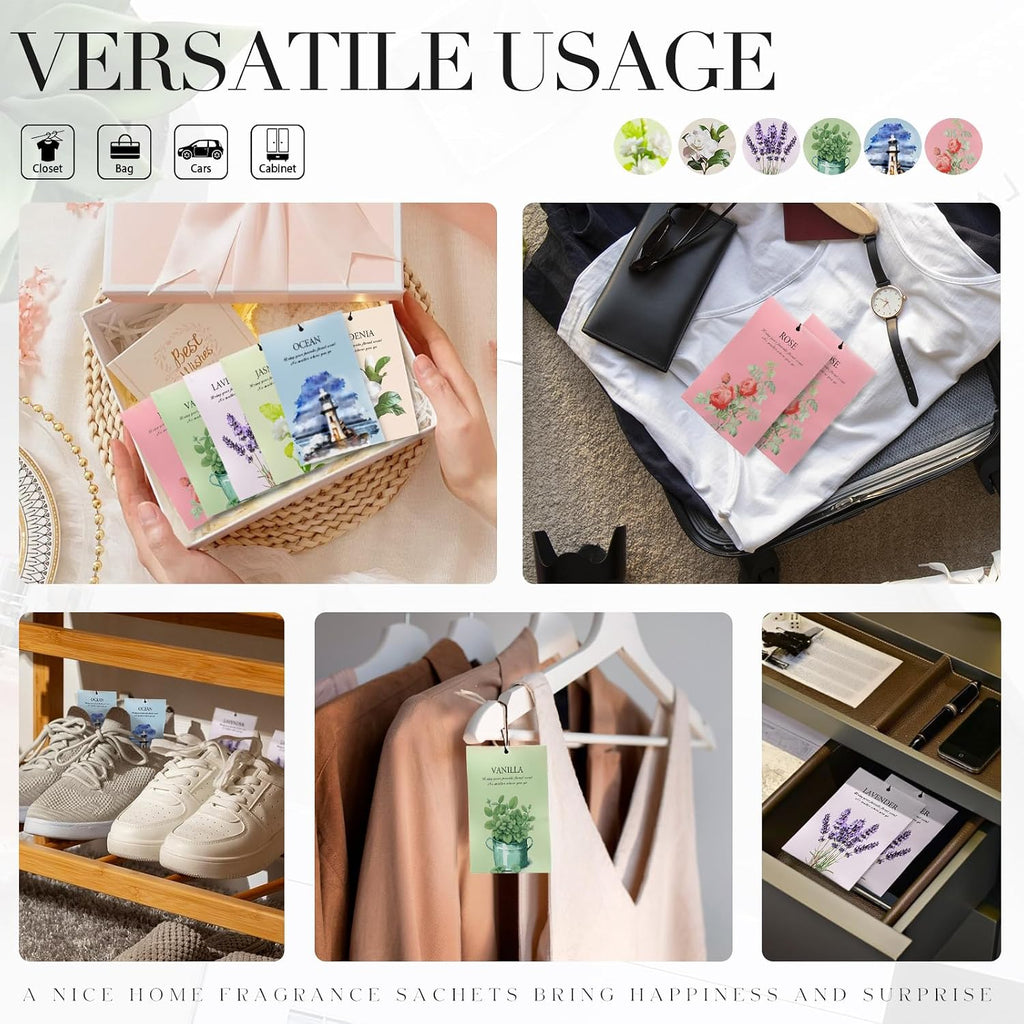Ocean Breeze Scented Sachet Bags, 12 Pack for Drawers, Closets and Storage