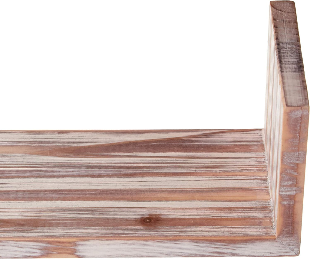 Greenco Set of 3 Floating “U” Shelves, Easy-to-Assemble Floating Wall Mount Shelves for Bedrooms and Living Rooms, Rustic Finish