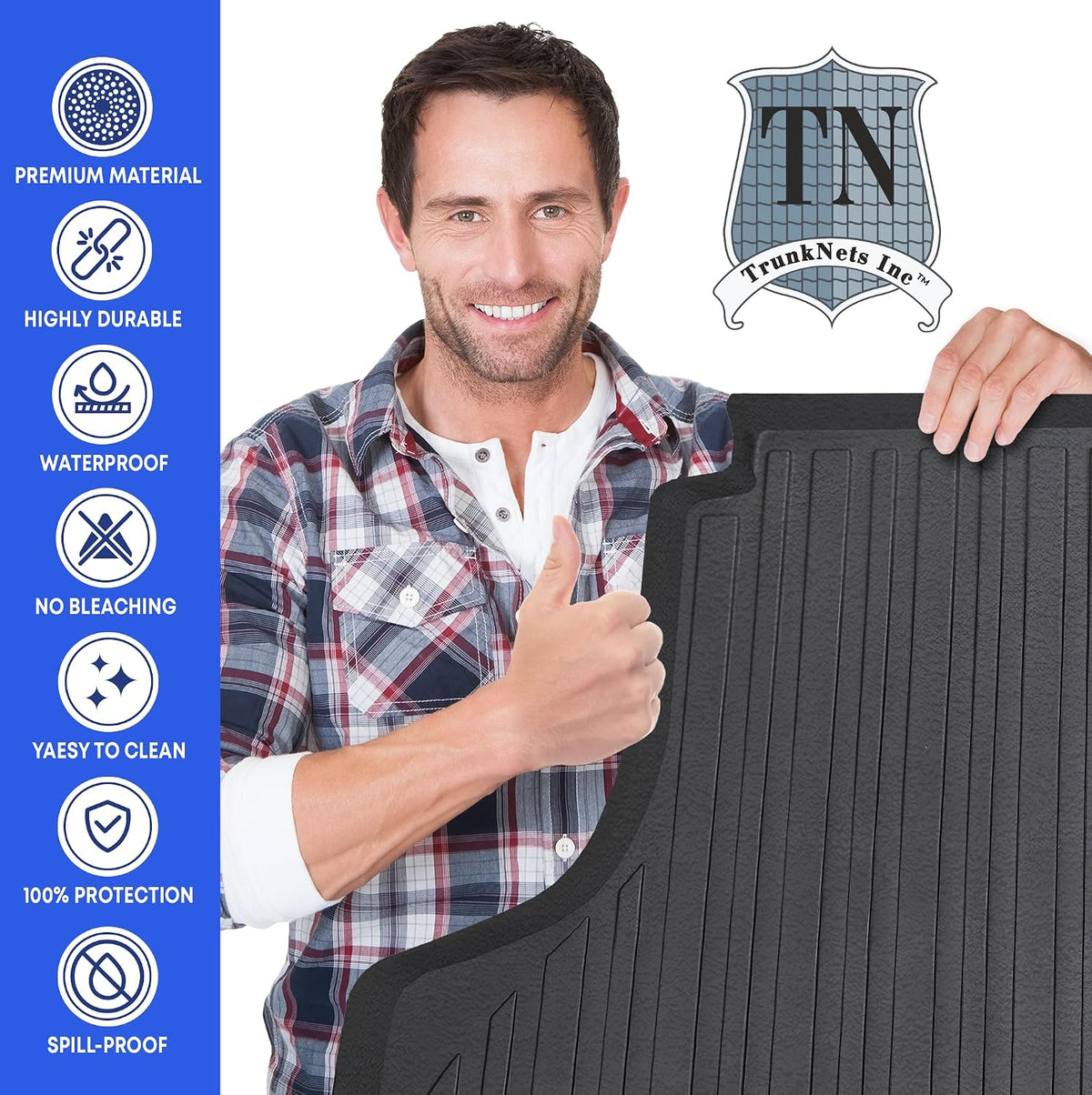 Premium Cargo Liner for Hyundai Sonata 2015-2019 - 100% Protection - Custom Fit Car Trunk Mat - All-Season Black Cargo Mat - 3D Shaped Laser Measured Trunk Liners for Hyundai Sonata 2015-2019.