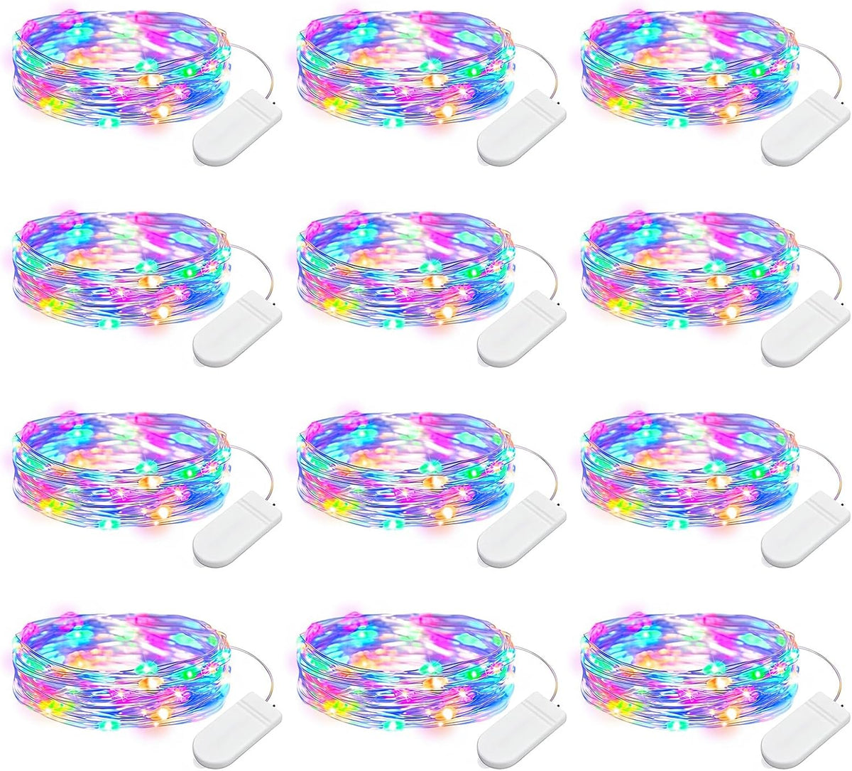 Brightown 12 Pack Multicolor Fairy Lights for Holiday Decor