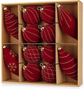 12PCS Velvet Christmas Ornaments Balls 3.15/6.6 Inch Flocked Ornament Sets Glitter Balls for Xmas Hanging Ornaments Decoration Wedding Party Holiday Decor - Classic Red