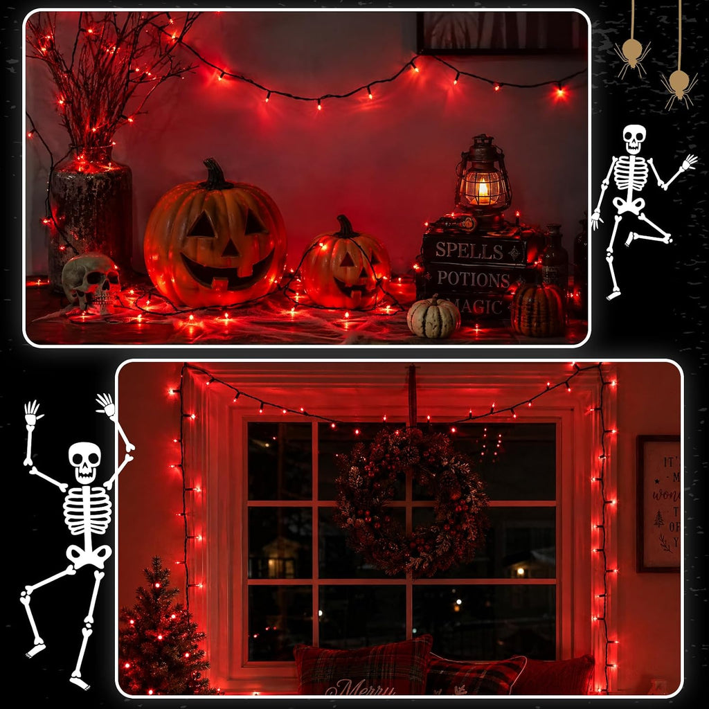 cshare Red String Lights Battery Operated, 16.4ft 50 LED Halloween Lights