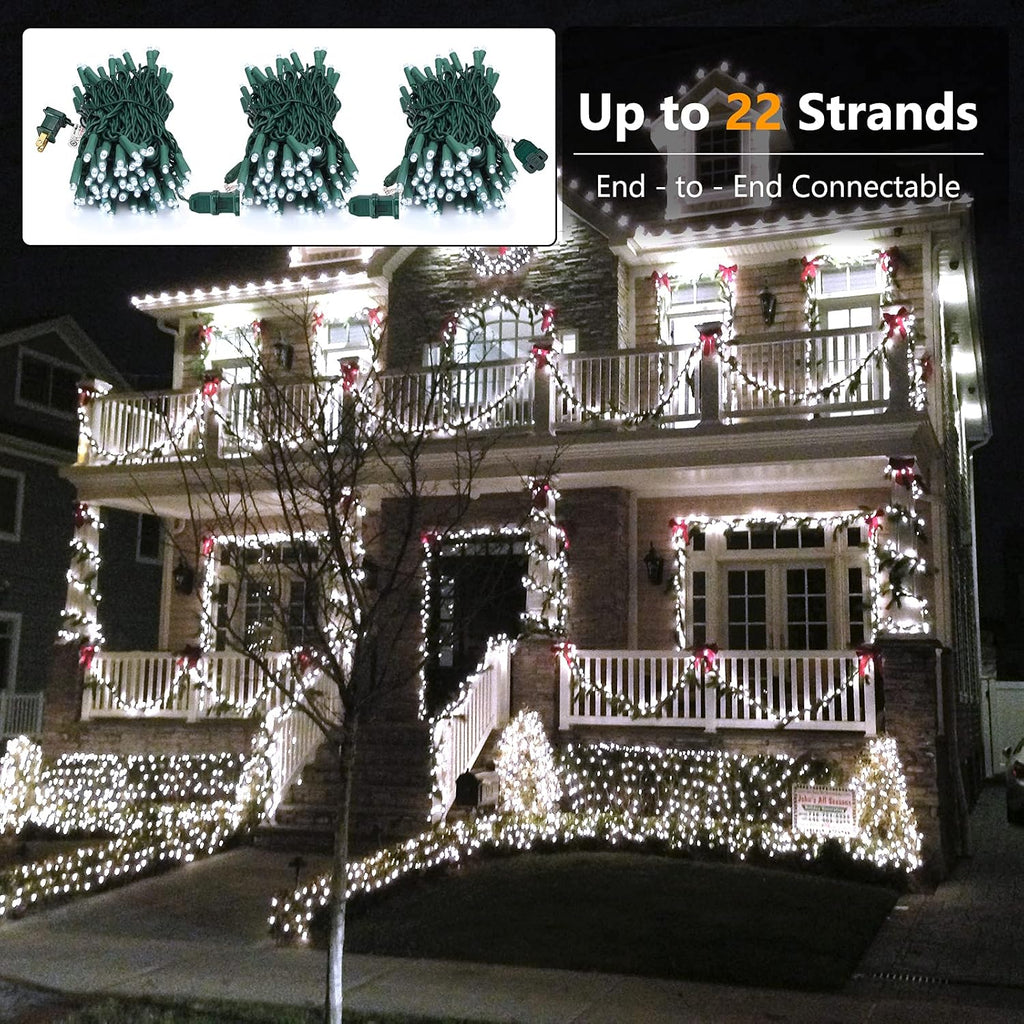 Brizled 5MM Wide Angle Christmas Lights Cool White, 100 LED Connectable