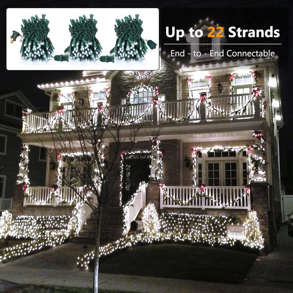 Brizled 5MM Wide Angle Christmas Lights Cool White, 100 LED Connectable