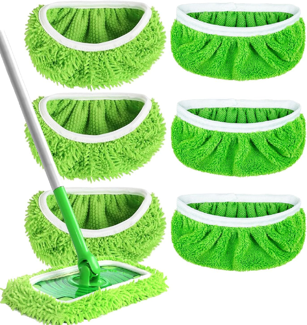 Reusable Microfiber Mop Pads for Swiffer Sweeper(Green 6pcs)