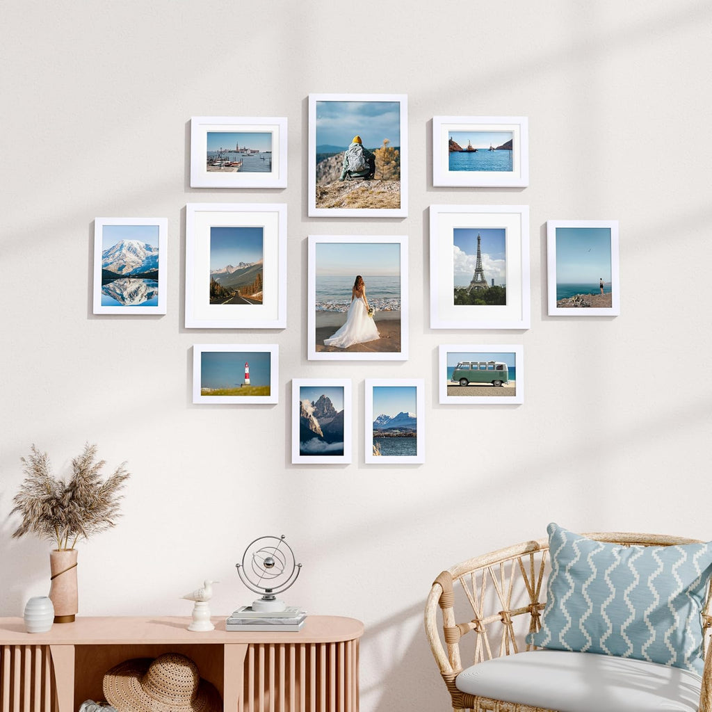 Vittanly 12 Pack Picture Frames Collage Wall Decor, White