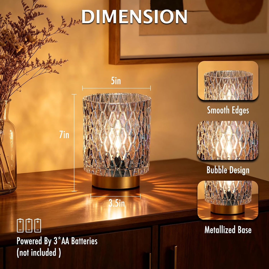 ULAROOM Battery Operated Table Lamp,Cordless Small Accent lamp, Clear