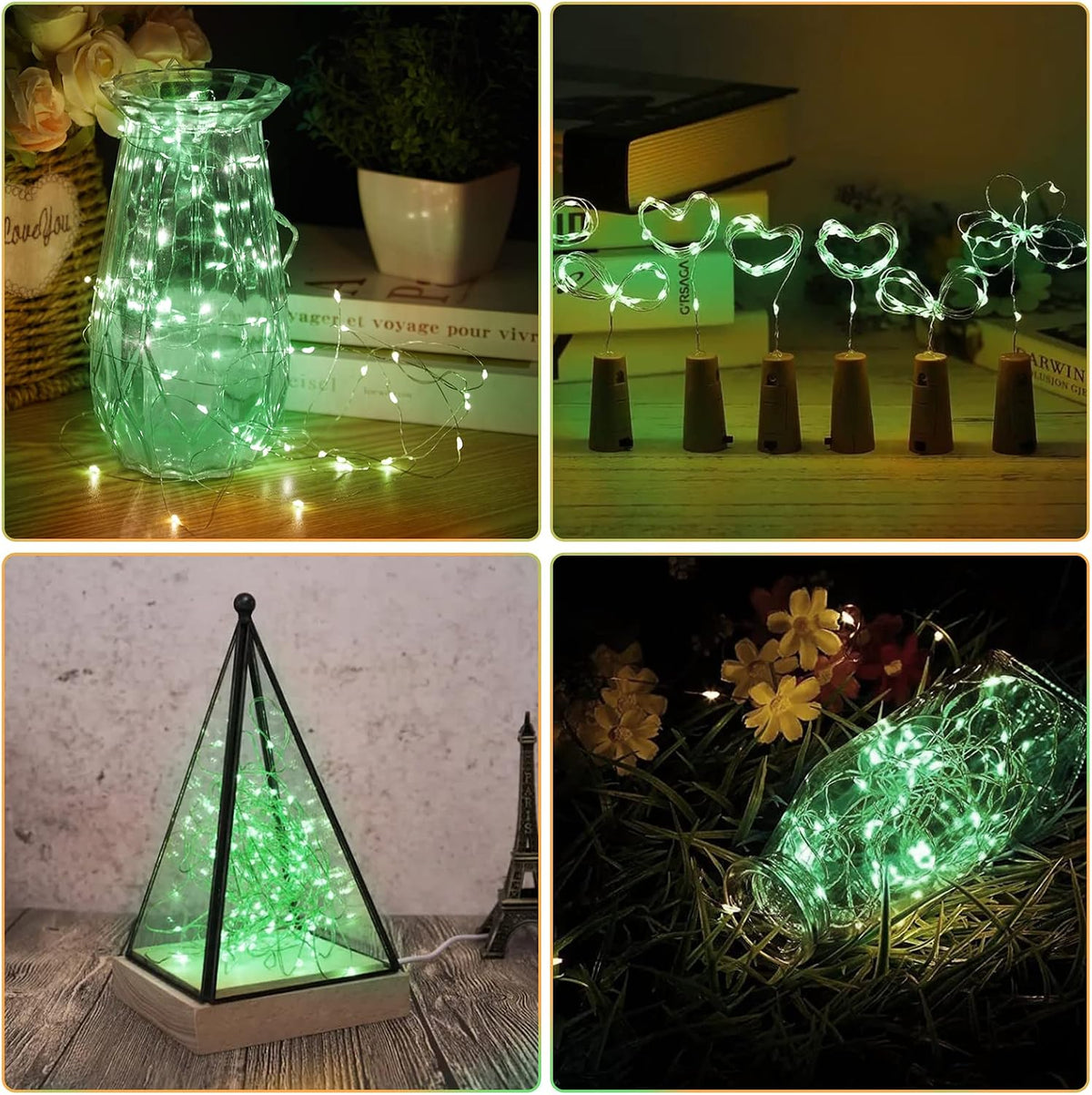 Bexdir 12 Pack Green Fairy Lights, 7FT 20LED Battery Operated String Lights