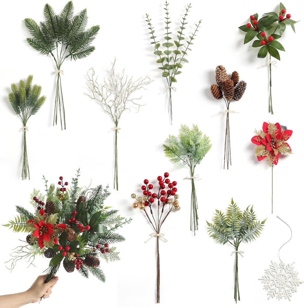 Christmas Artificial Greenery Stems for DIY Home Decoration