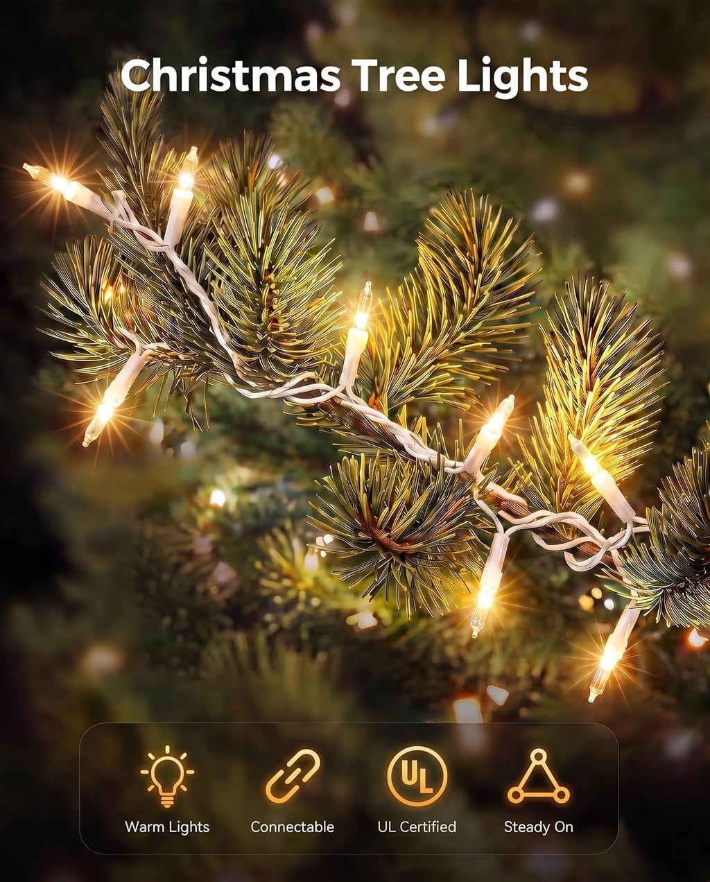 Brightown Christmas Lights Outdoor 100 Count 20Ft String Lights for Indoor