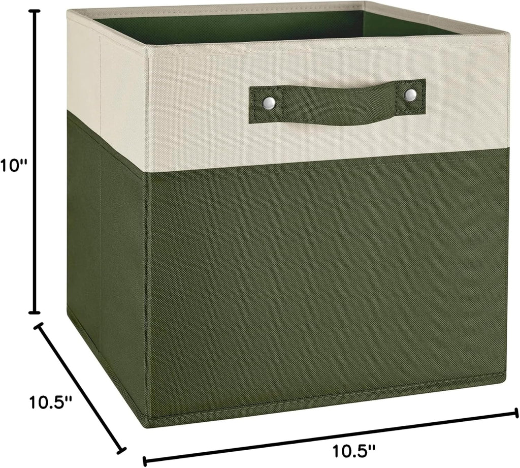 RiverRidge Two-Tone Folding Storage Bins - 2-pack of 10in Tall Olive Cubes