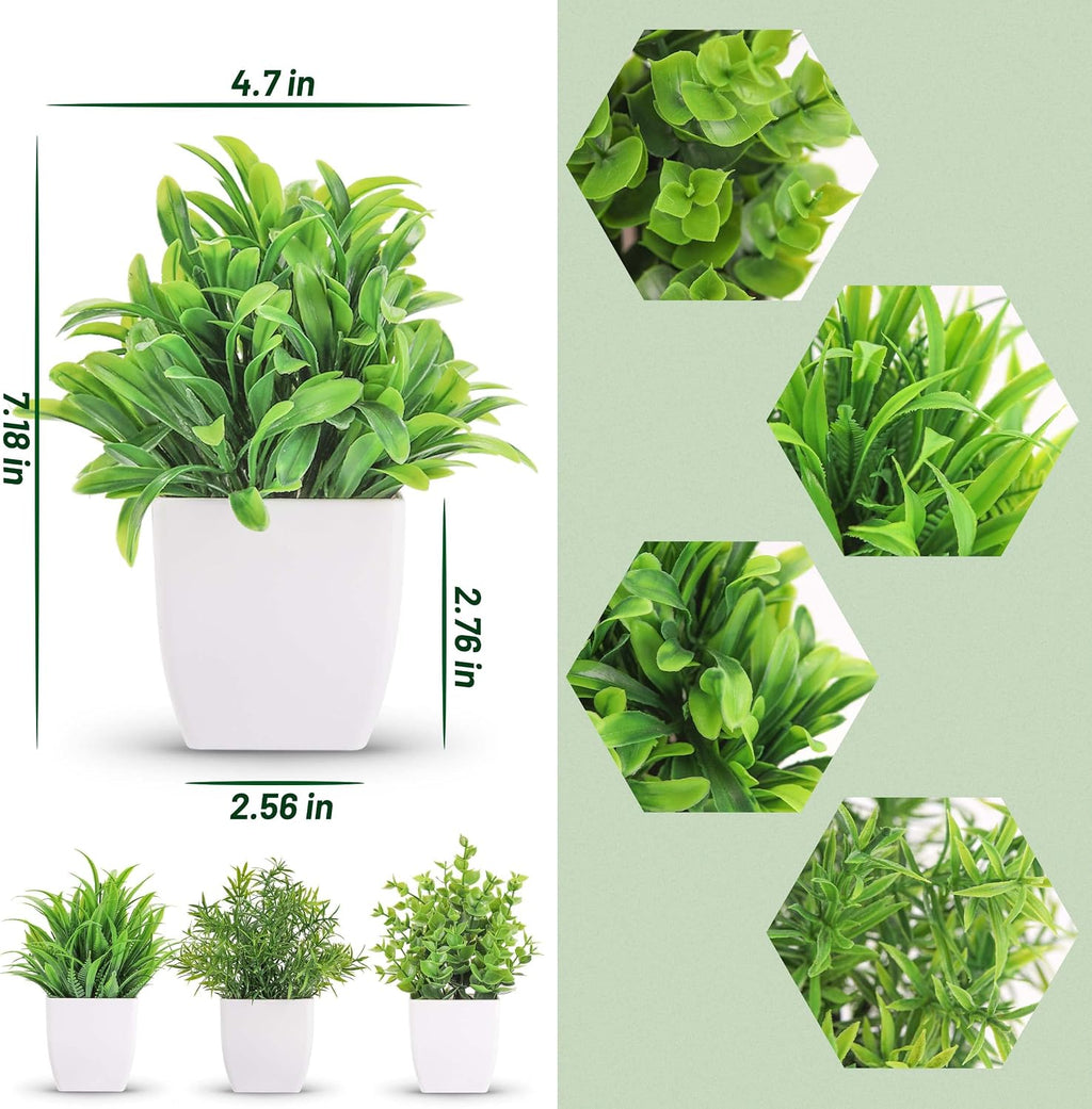 Der Rose 4 Pack Mini Faux Plants Small Plants for Home Shelf Decor