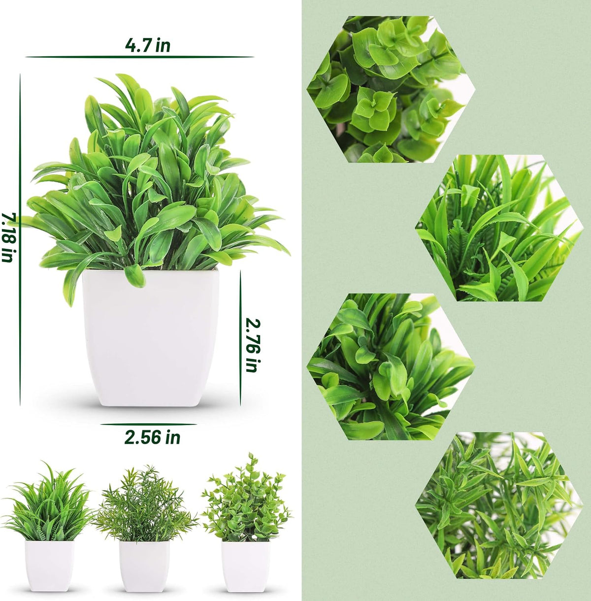 Der Rose 4 Pack Mini Faux Plants Small Plants for Home Shelf Decor