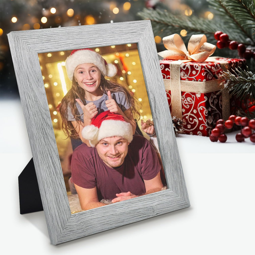 2 Pack 8x10 Picture Frames in Grey, Real Glass, Wall&Tabletop Display
