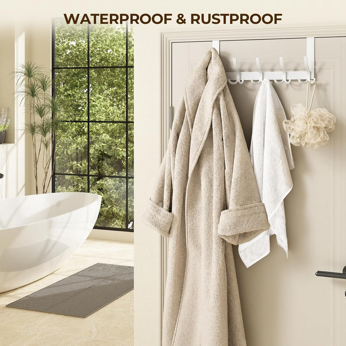 Optish Door Hanger Hook, Over The Door Hooks for Hanging, Over The Door Towel Racks for Bathroom, Over The Door Hanger - 5 Triple Hooks for Towel, Clothes and Hat (White, 1 Pack), TRI-1P