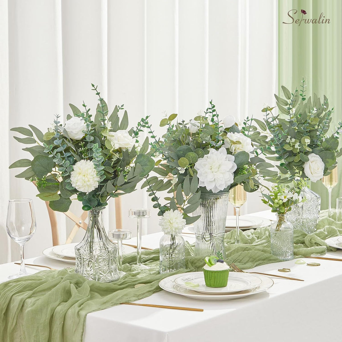 Serwalin 70PCS Mixed Eucalyptus Stems, Greenery Stems for Centerpieces