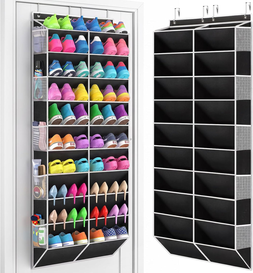 Yecaye Over the Door Shoe Organizer, 10-Tier design, Holds 30 Pairs, Black