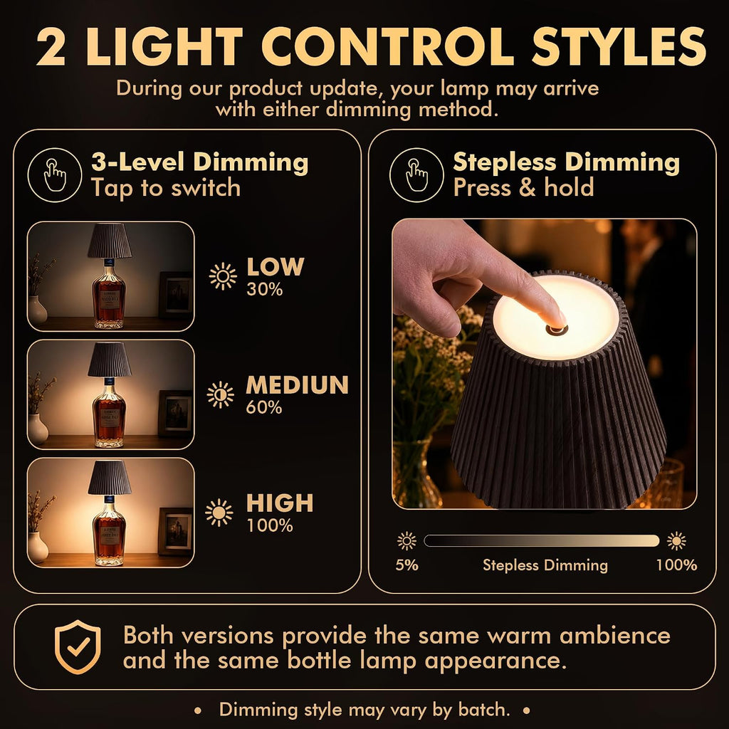 WILIT Wireless Bottle Lamp, Touch Night Light for Nightstand, Gift