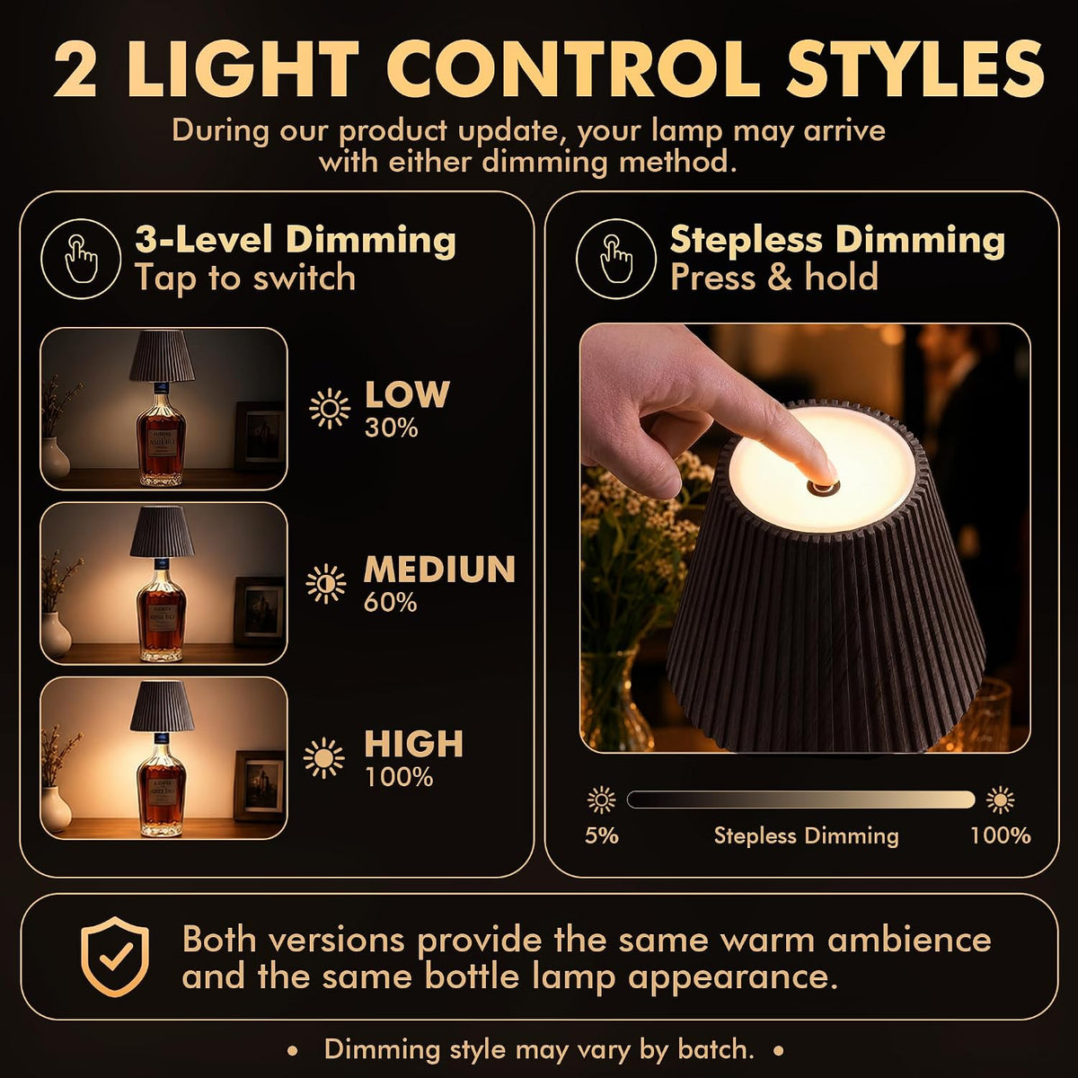 WILIT Wireless Bottle Lamp, Touch Night Light for Nightstand, Gift