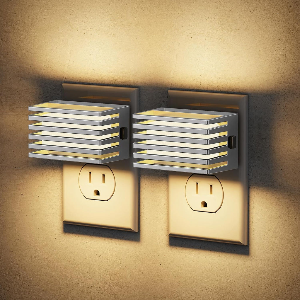 JandCase LED Night Light, Silver Night Lights Plug into Wall Dusk to Dawn