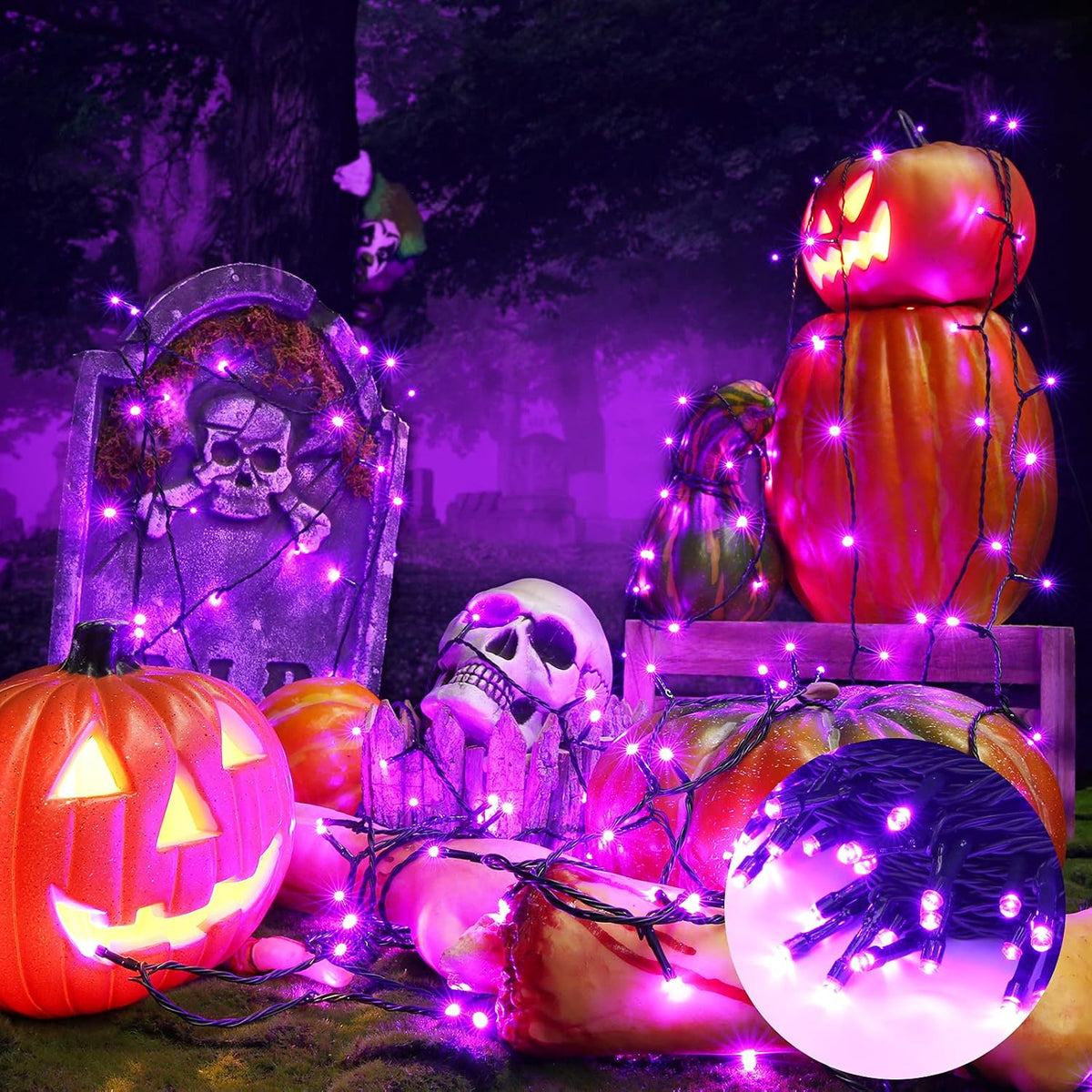 Purple Halloween Lights, 82ft 200 LED Halloween String Lights with 8 Modes