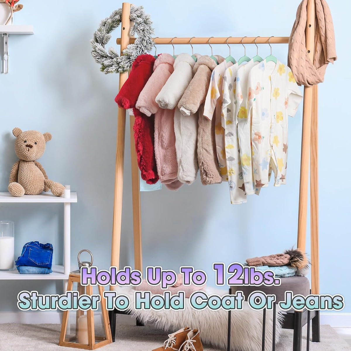 Baby Hangers 11.4 Inch 50 Pack Velvet Kid Hangers (Teal)