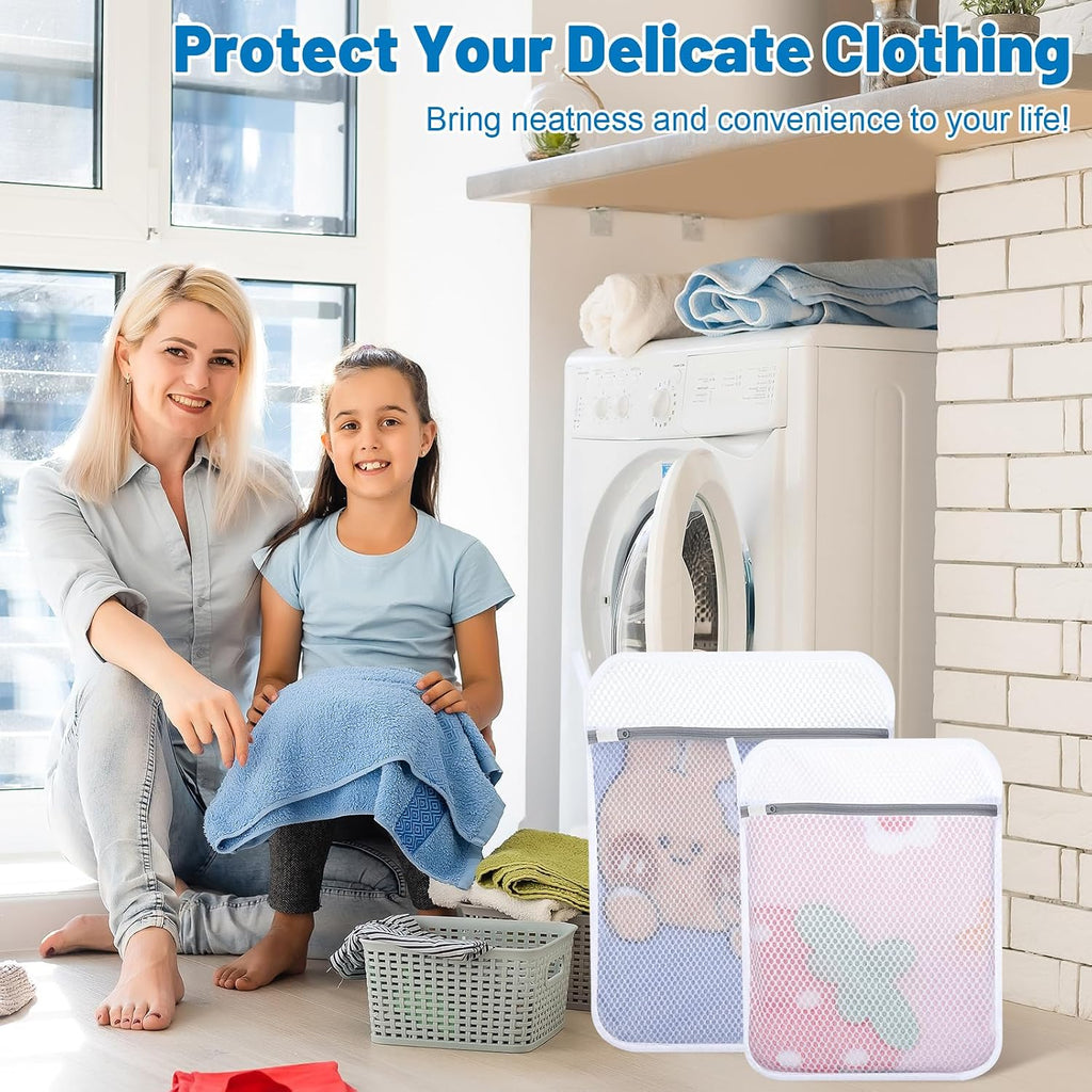 3-Pack Durable Honeycomb Mesh Laundry Bags for Delicates, M + L + XL