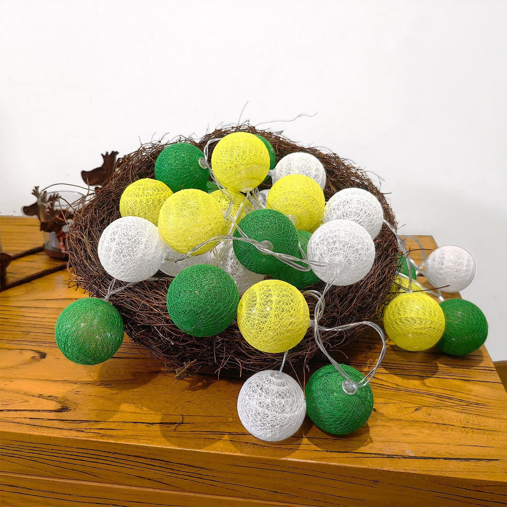 3M/10Ft 30 Green White Ball LED Battery Operated String Fairy Light
