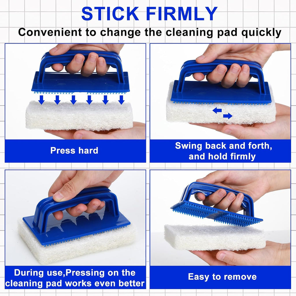 Maxdot 8 Pcs Handled Bath Scrubber Sponge Scrub Pad with Handle Cleaning