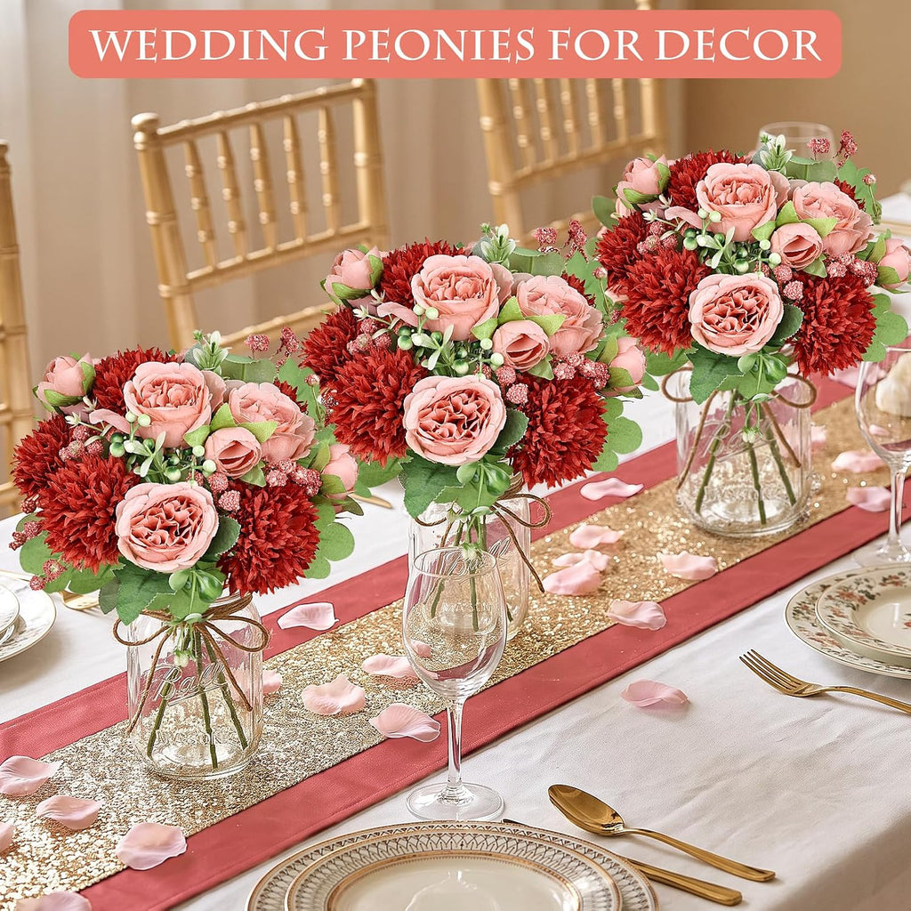 32 Pcs Peonies Artificial Flowers Bundles - Terracotta