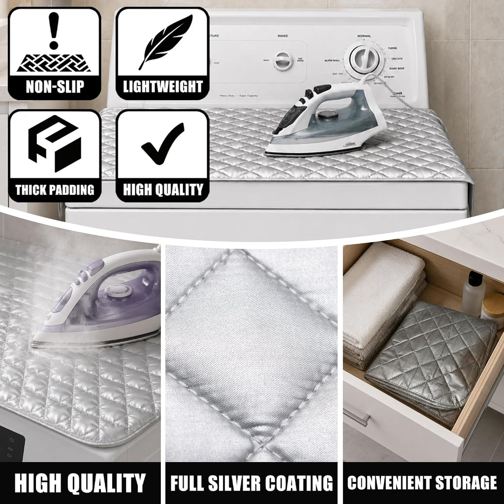 Betus Magnetic Ironing Mat - 33x17.5 in Foldable Double Sided Portable Ironing Pad, Heat Resistant Quilted Ironing Blanket Board for Washer, Dryer, Tabletop, Office, RV Travel and Small Spaces