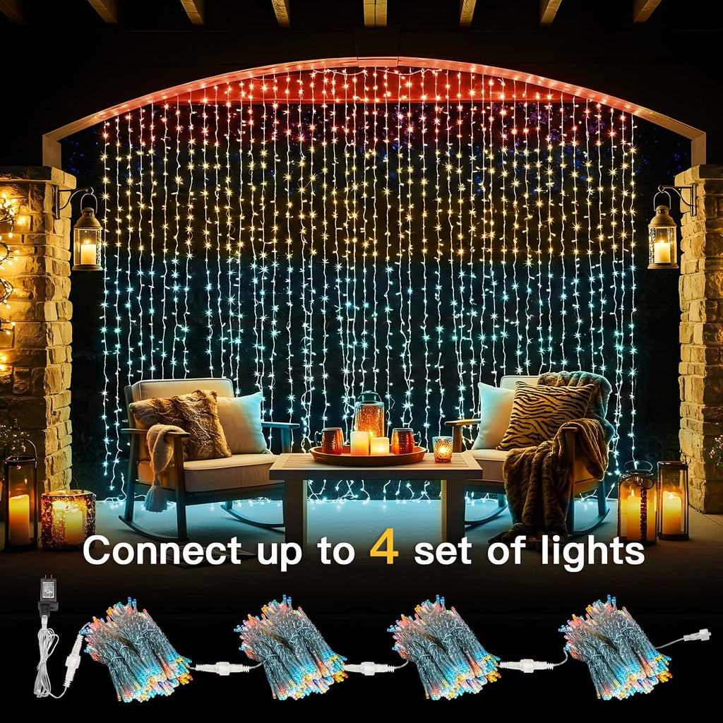 suddus Curtain Lights, 300 Led 9.8 * 9.8ft Sunset Curtain Fairy Lights