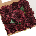 Ling's moment Burgundy Artificial Dahlias, Silk Wedding Flowers, 9 pcs