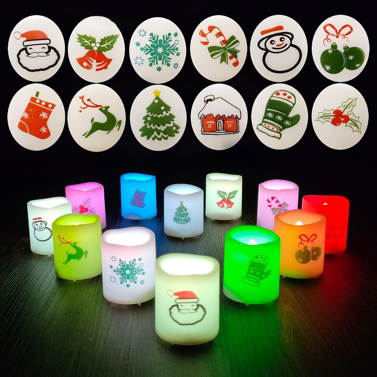 Set of 12 Color Changing LED Battery Operated Flameless Votive Candles