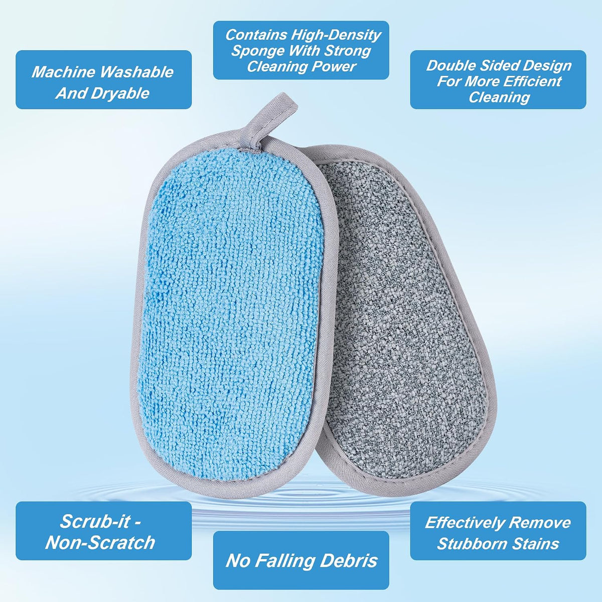 Non Scratch Scrub Sponge-6pack, Dual-Sided Sponges Kitchen(M,Gray)