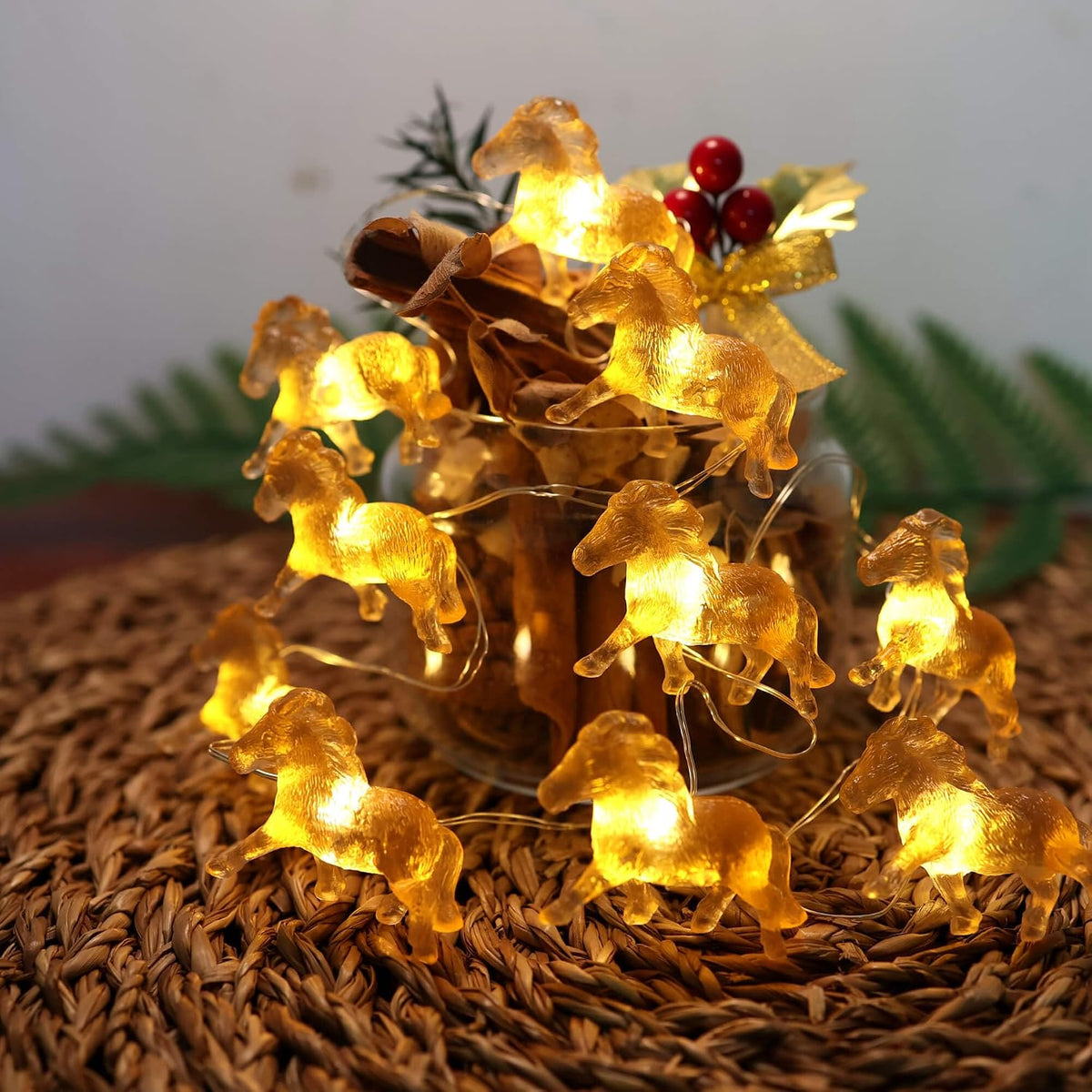 Pony Fairy Lights Outdoor Waterproof Horse Gifts for Women Battery Operated Decorative Thanksgiving Christmas Fairy Lights for Bedroom Garden Patio with Remote 20LED 8.5ft