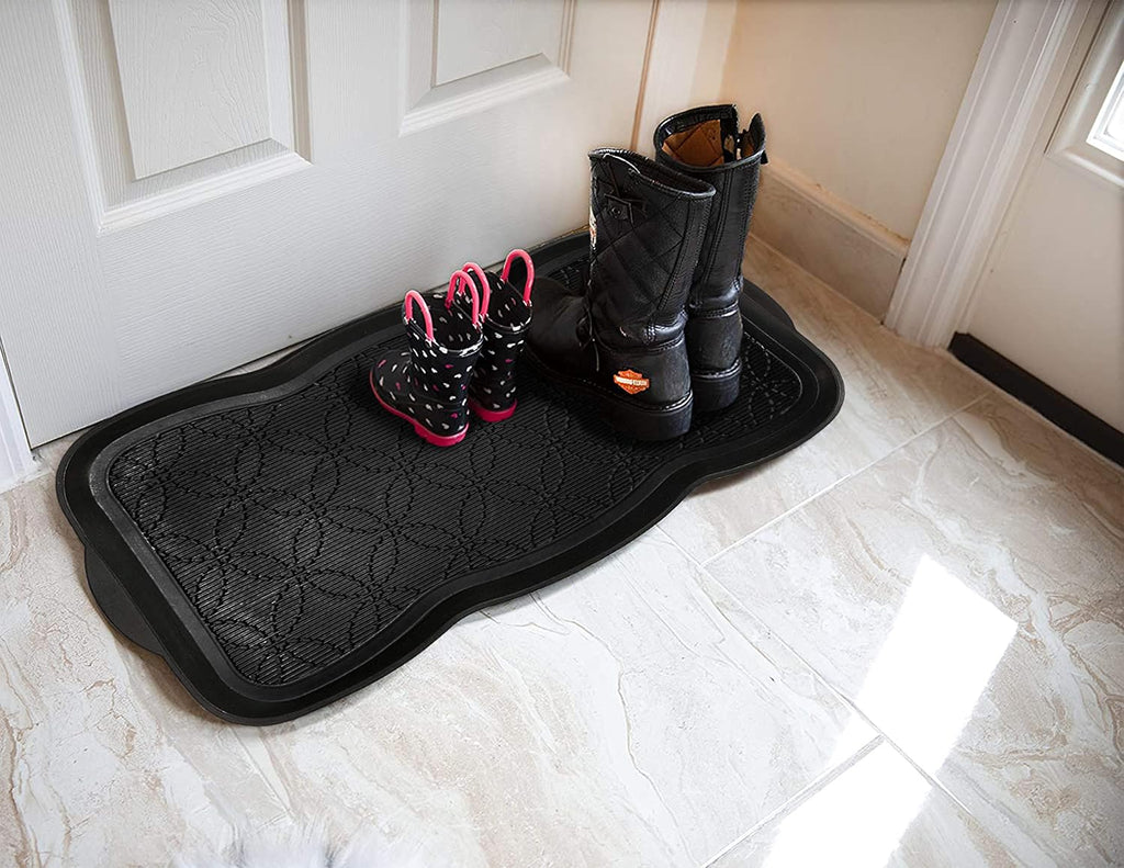 A1HC Boot Tray-Water Resistant Rubber Utility Shoe Mat 16"x31" for Indoor and Outdoor Use in All Seasons Multi-Purpose Boot Tray Mat for Entryways