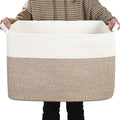 Large Blanket Basket, 100L Storage Baskets for Organizing, Woven Laundry Basket for Blankets, Cotton rope Blanket Storage for Living Room, Nursery Room, 24.8" L x 15.74" W x 15.74" H, Brown