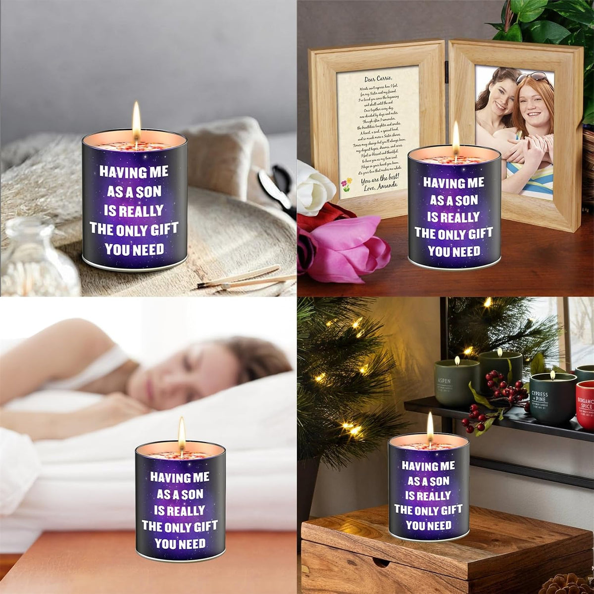 Christmas Mothers Day Birthday Gifts for Mom from Son,Scented Candles