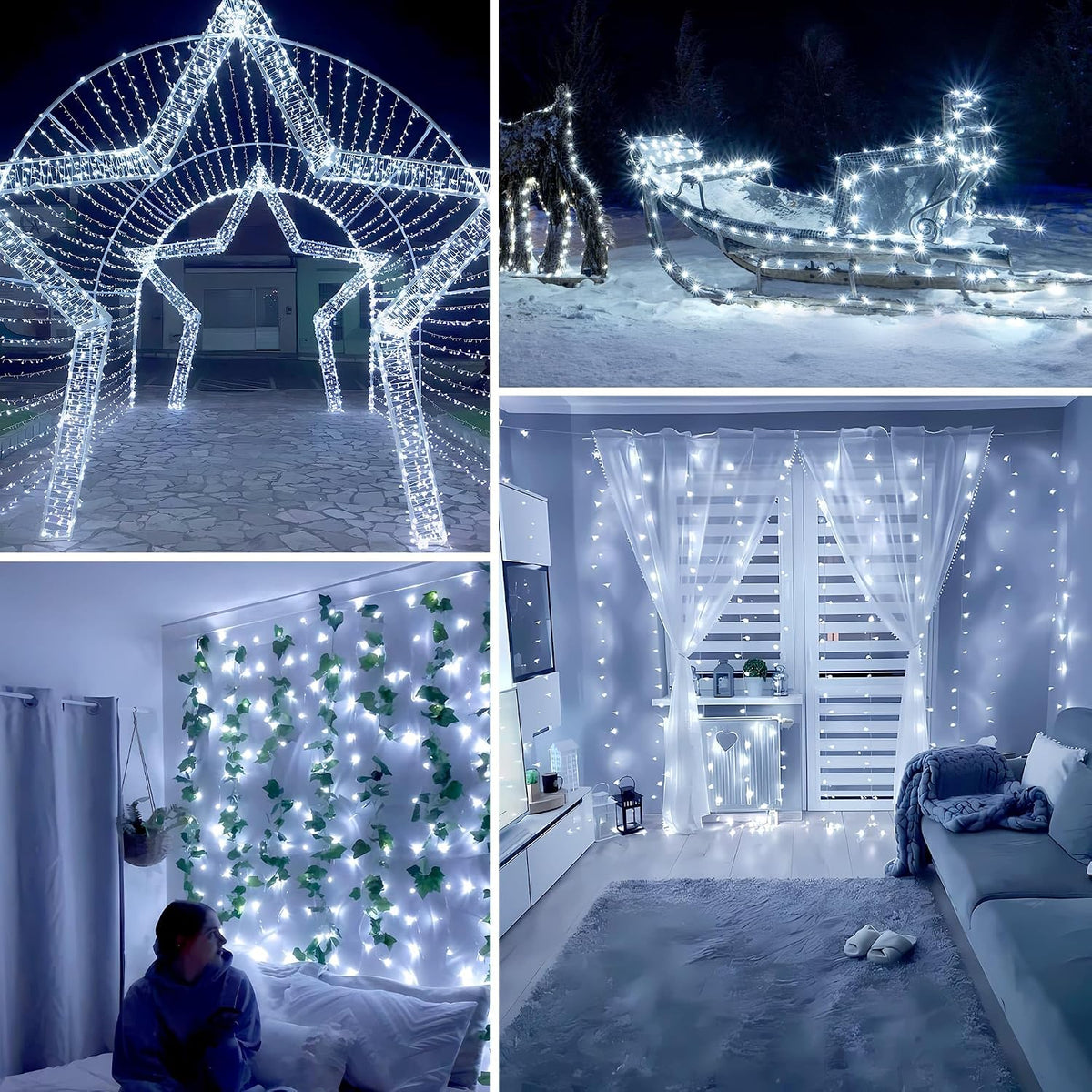 Fairy Lights 33 FT 100 LED USB Twinkle String Lights Plug in Lights with Remote and Timer 8 Modes Waterproof Dark Green Wire for Bedroom Christmas Tree Indoor Outdoor Decoration White