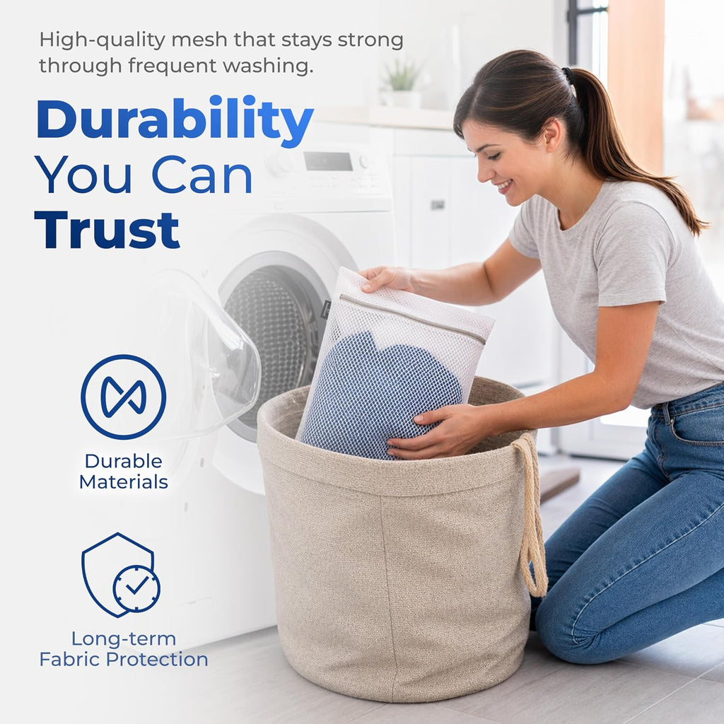 Handy Laundry Zippered Mesh Bags 4-Pack 12"x16", Honeycomb for Delicates