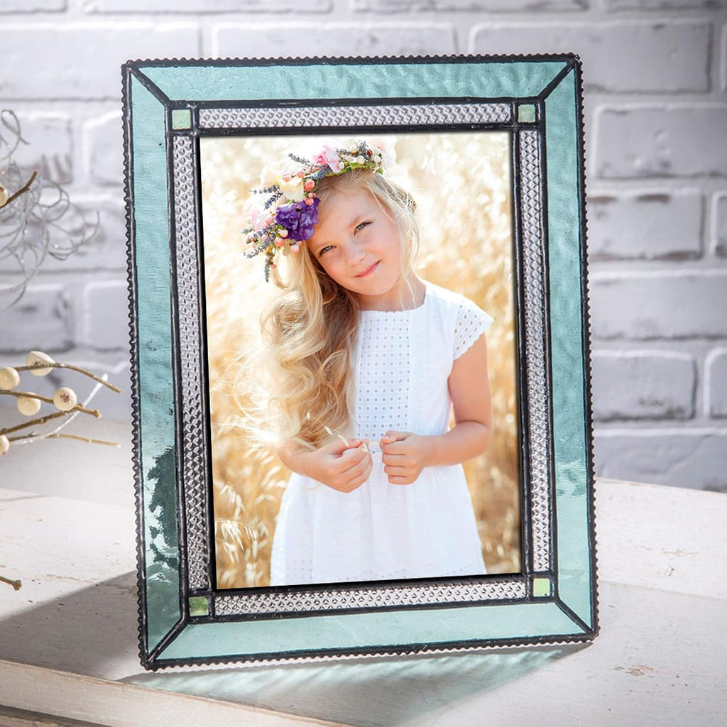 J Devlin Windsor Blue and Green Glass Picture Frame, 5x7 H/V