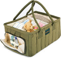 Large Diaper Caddy Organizer with Handle Neutral Boy Girl – Baby Basket for Nursery, Car, Changing Table – Portable Baby Storage with Compartments – Perfect for New Parents and Baby Shower Gifts