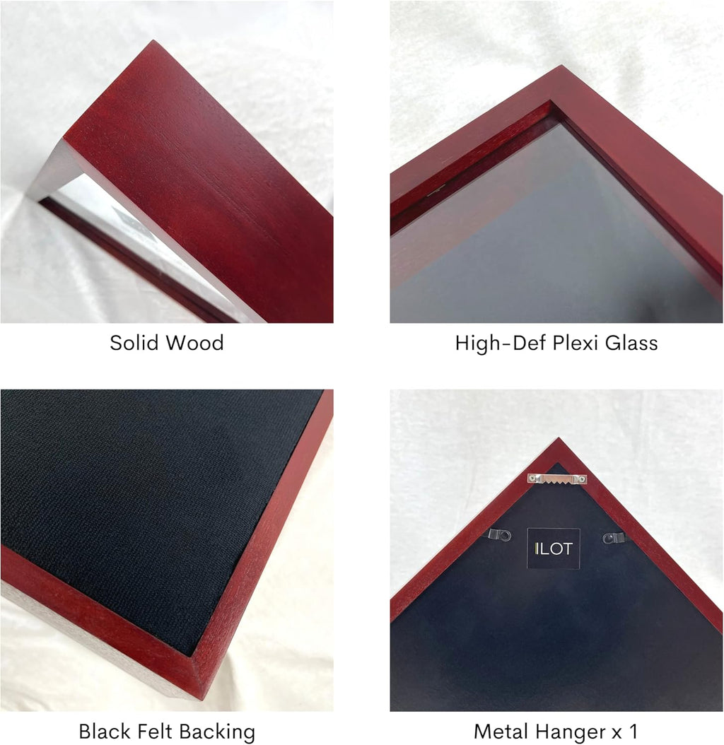 Flag Case for American Veteran Burial Flag Solid Wood Military Flag Display Case Funeral Flag Flag Shadow Boxes to Fit a Folded 5'x9.5' American Flag with Polished Plexiglass