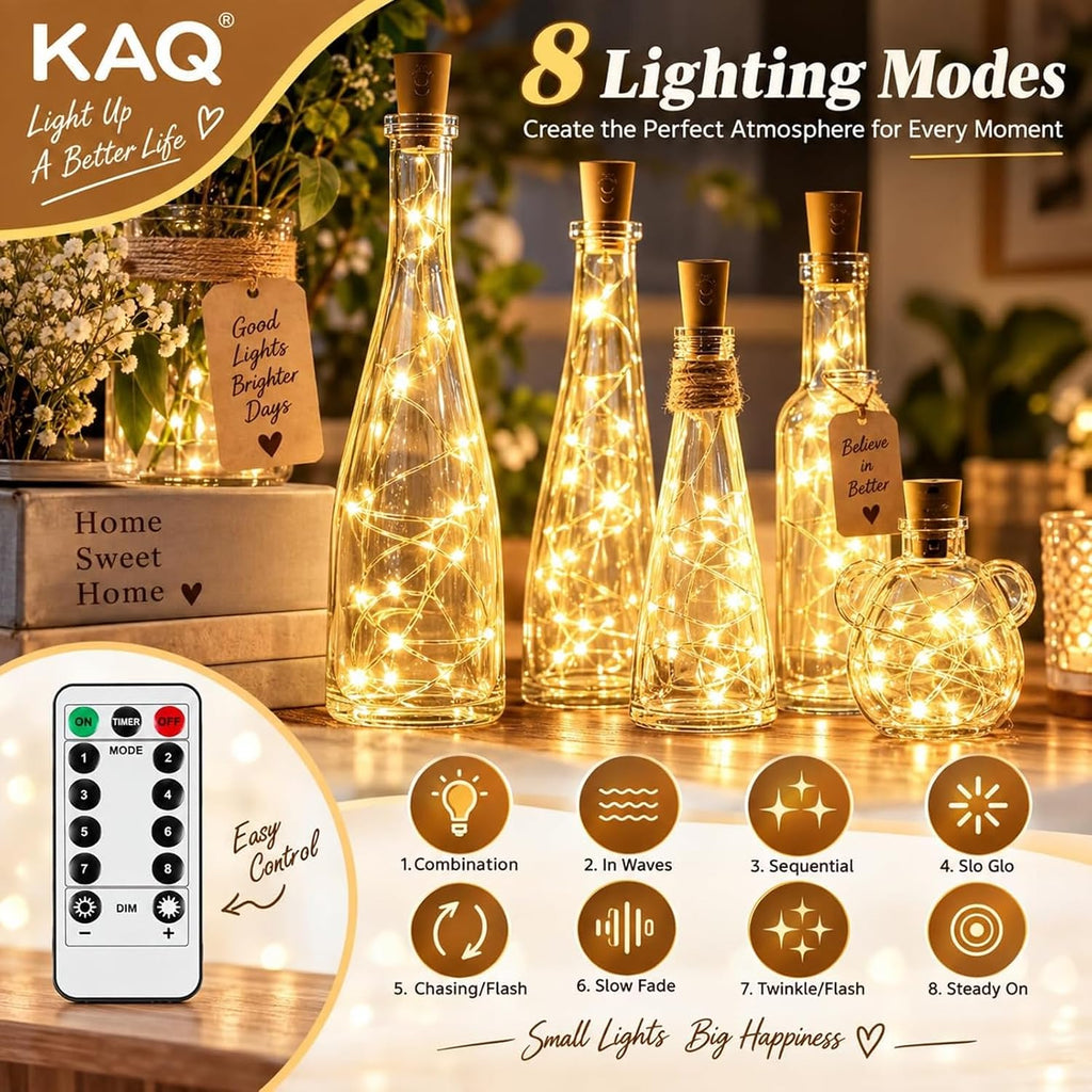 KAQ Fairy Lights Battery Operated with Remote, 4Pack 80FT 240LED Warm White