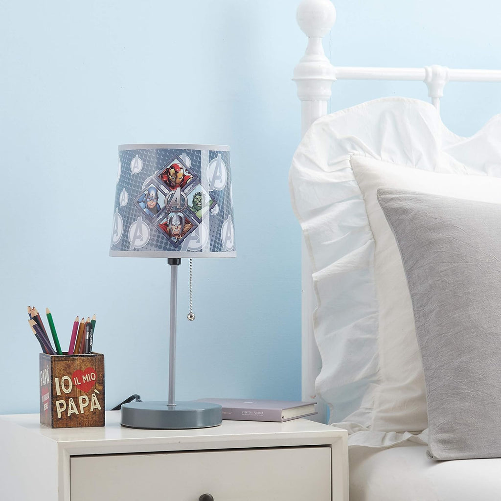 Avengers Stick Table Kids Lamp with Pull Chain, Themed Printed Decorative Shade,Metal