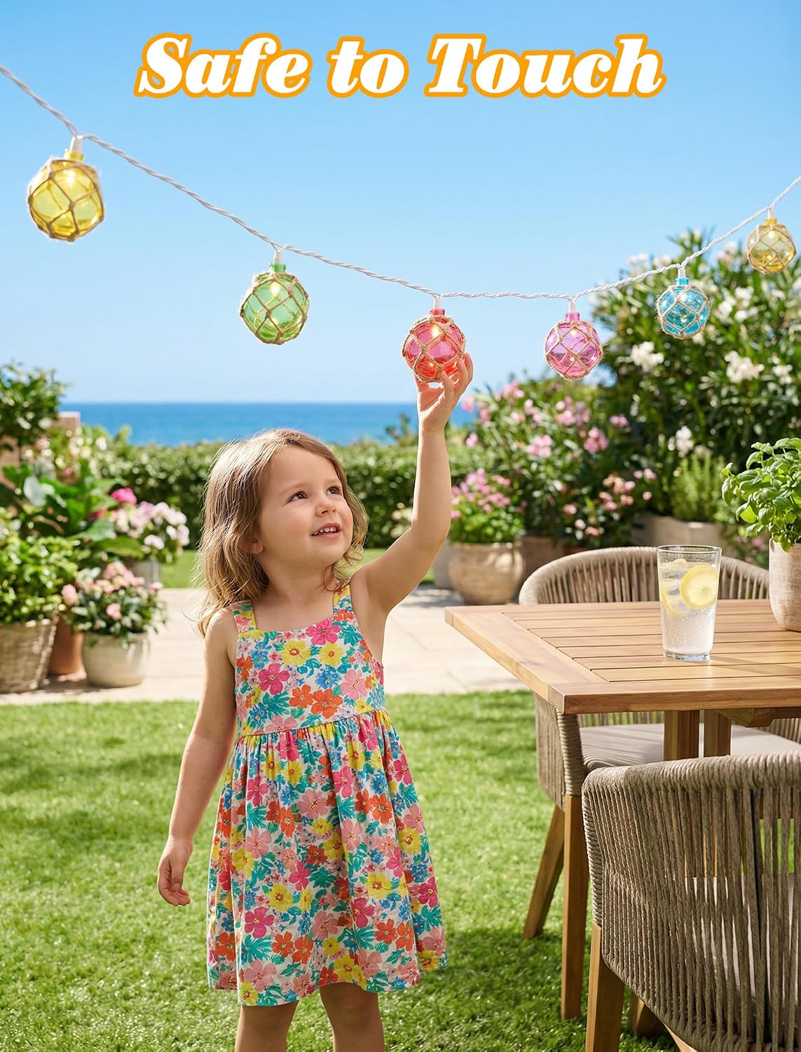 Oviejo 8.5FT LED Tiki Bar String Lights, 10 Multicolor Patio Lights Plug in