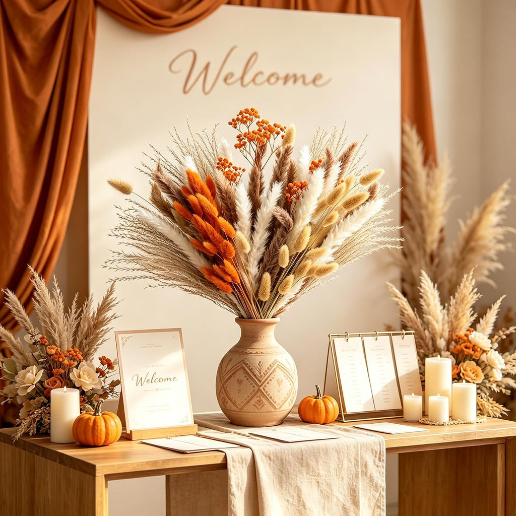 Fall Decor Dried Pampas Grass 17inch 60~85Pcs(B-75Pcs)